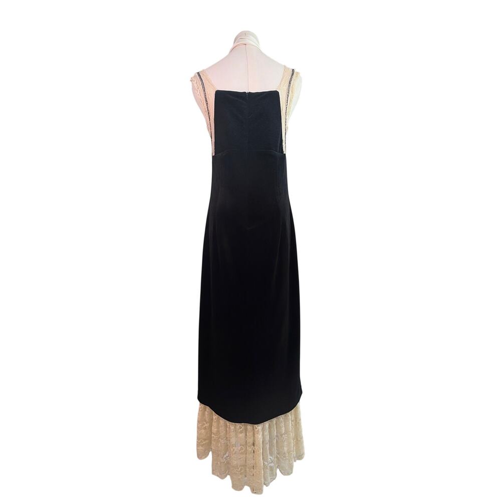ASO Outer Banks Wardrobe Julia Allert Black Velvet Lace Dress Medium Avant Garde - Picture 4 of 14